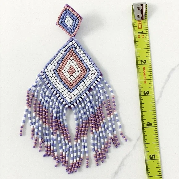 💝 FINAL SALE KAYLEE Handmade Beaded Tassel Earrings- Boho Drop Fringe Ea… - Picture 4 of 10